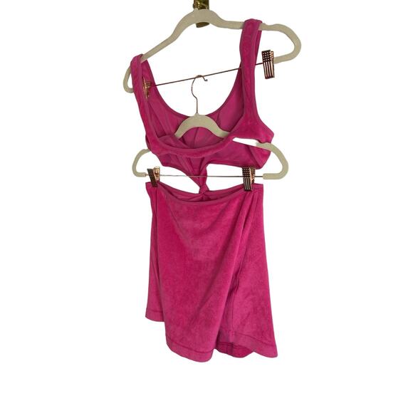 Solid & Striped Mini Bailey Terrycloth Dress Knot Detail Pink Strawberry Medium - Picture 7 of 10